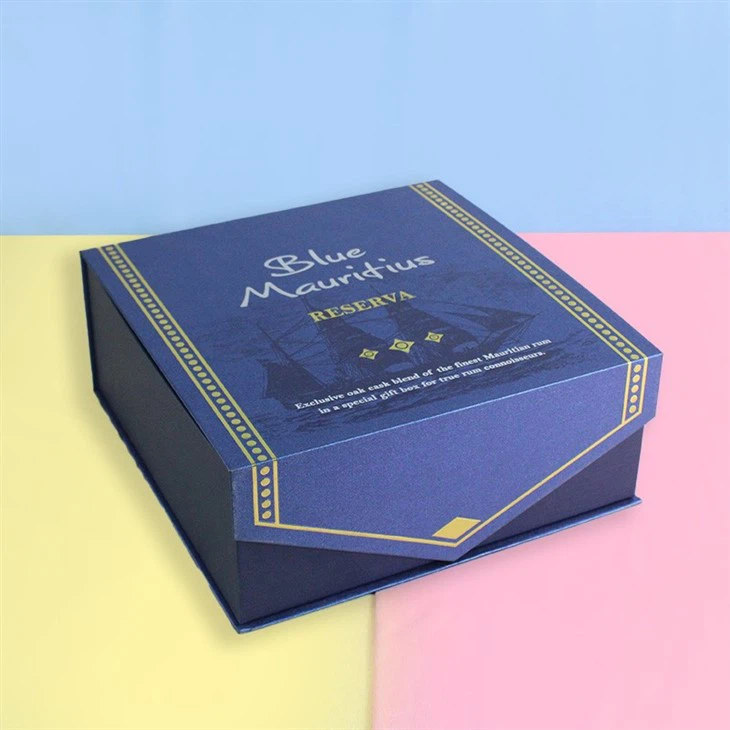 Luxury Blue Textured Paper Wine Box